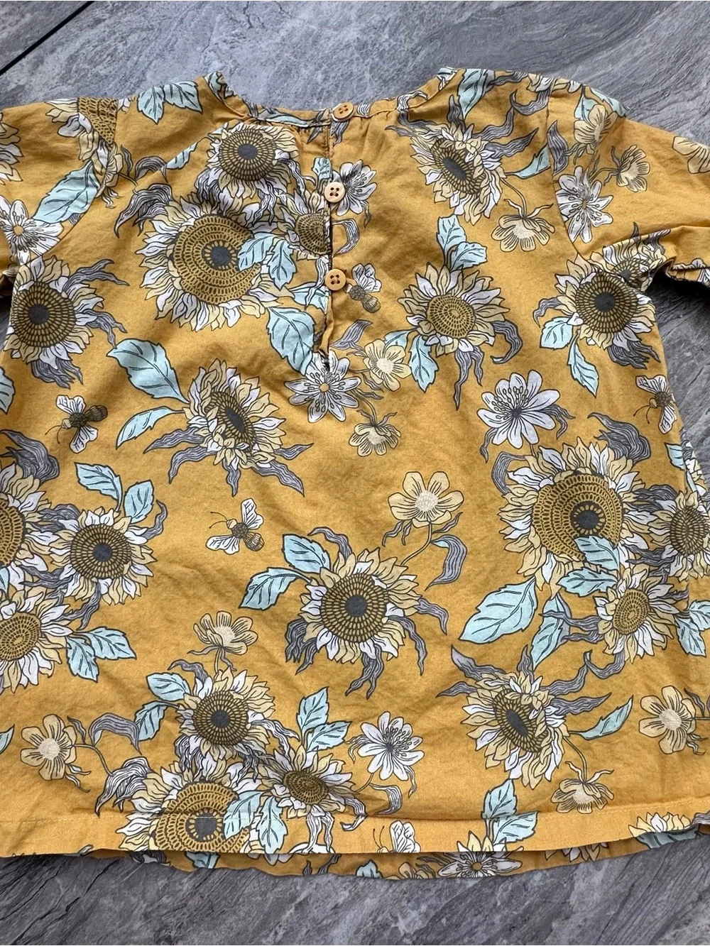 Artisan NY Toddler Girls 3T Mustard Sunflower Floral Boho Peasant Top Cotton